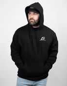 Man wearing black hoodie with Archery Country logo on left chest